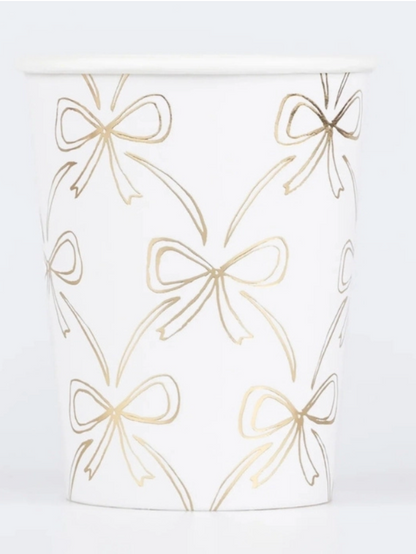 Meri Meri Gold Bow paper cups 260ml, pack of 8