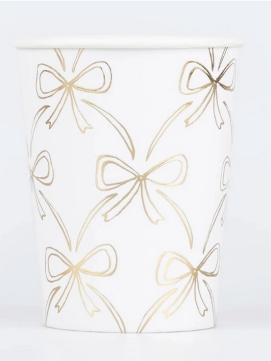 Meri Meri Gold Bow paper cups 260ml, pack of 8