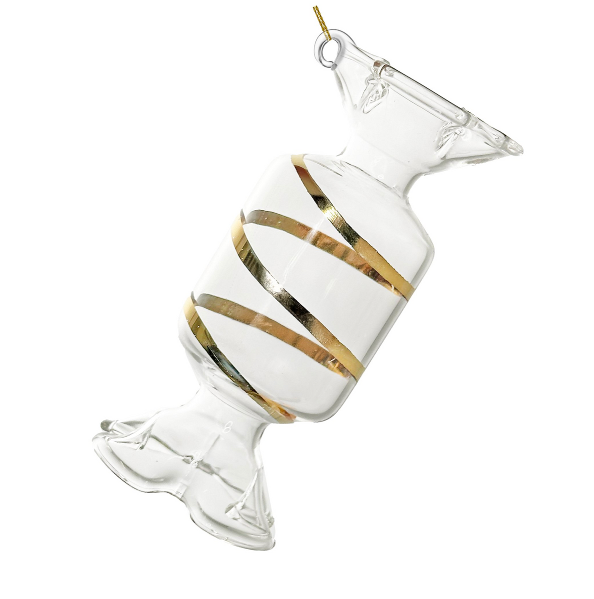 Shishi clear gilded glass candy ornament, 9 cm