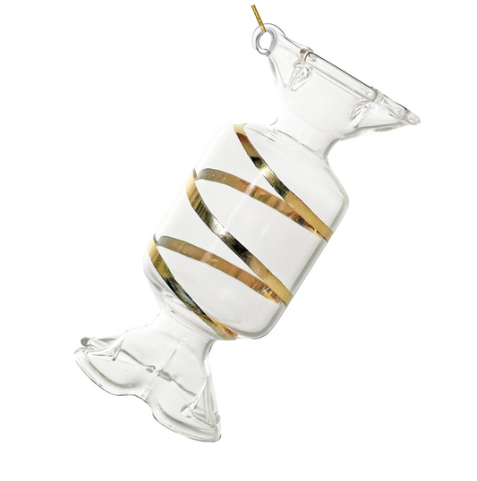 Shishi clear gilded glass candy ornament, 9 cm