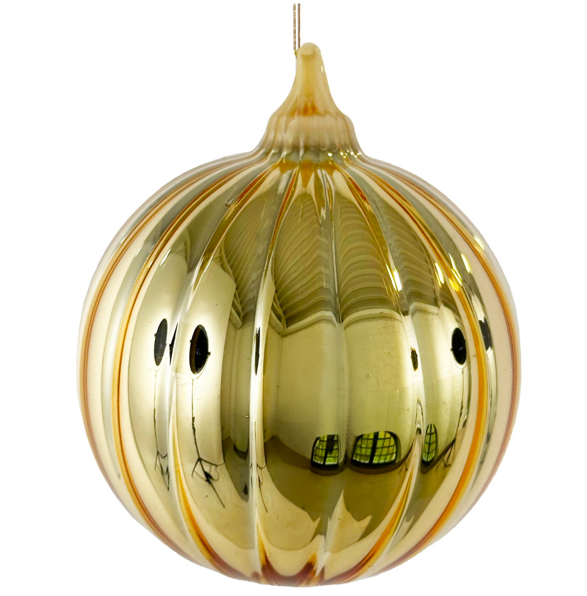 Shishi shiny gold lined glass Christmas bauble