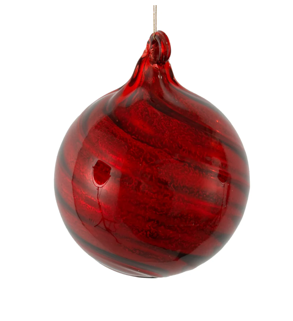 Shishi twisted glass baubles in shiny antique red