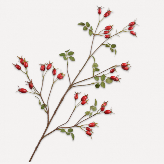 Silk-ka red rosehip spray floral stem