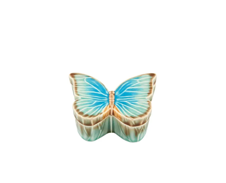 Bordallo Pinheiro Cloudy Butterflies Small Box 12cm, hand-painted ceramic box