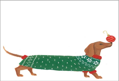 Caspari Christmas Dachshund place cards, set of 8, view 2
