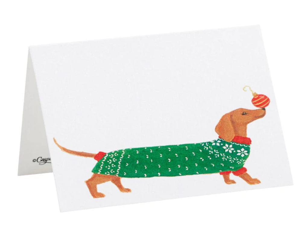 Caspari Christmas Dachshund place cards, set of 8