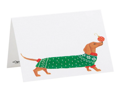 Caspari Christmas Dachshund place cards, set of 8
