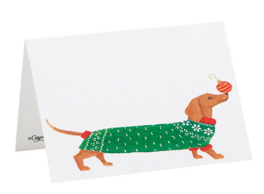 Caspari Christmas Dachshund place cards, set of 8