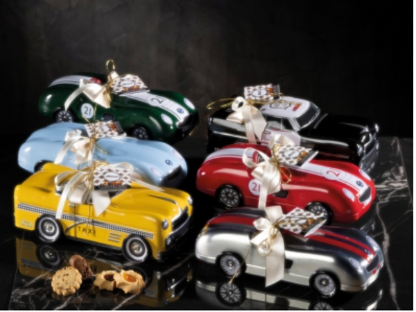 Panettone Muzzi Assorted Biscuits In Decorative Vintage Car Collection Metal Tin