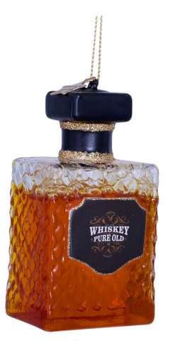 Christmas Tree Ornament Hanging Glass Transparent Whiskey Bottle - 8.5cm