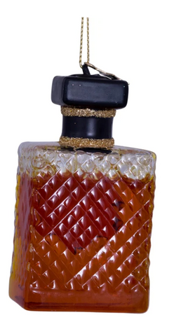 Christmas Tree Ornament Hanging Glass Transparent Whiskey Bottle - 8.5cm