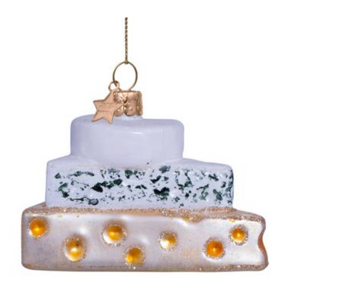 Christmas Tree Ornament Hanging Glass Triple Cheese - 5.5cm