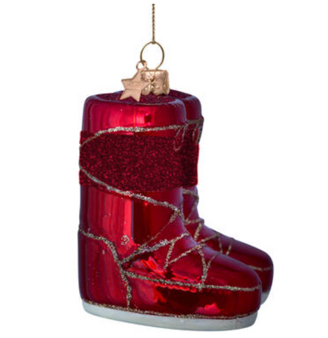 Vondels Red Snow Boots Glass Ornament – 7.5 cm