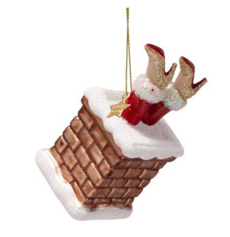 Christmas Tree Ornament Hanging Ornament Glass Chimney Mrs Santa Claus - 10cm