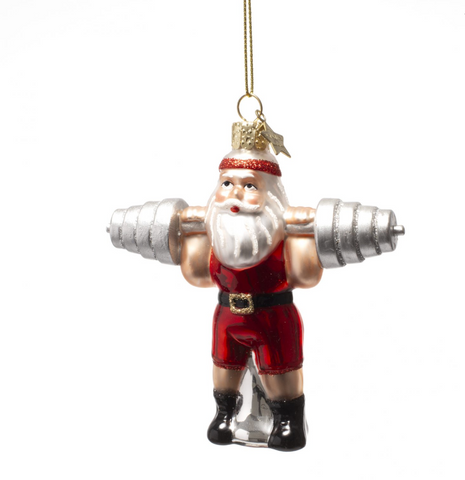 Christmas Tree Ornament Hanging Ornament Glass Lifting Dumbbells Santa - 9cm