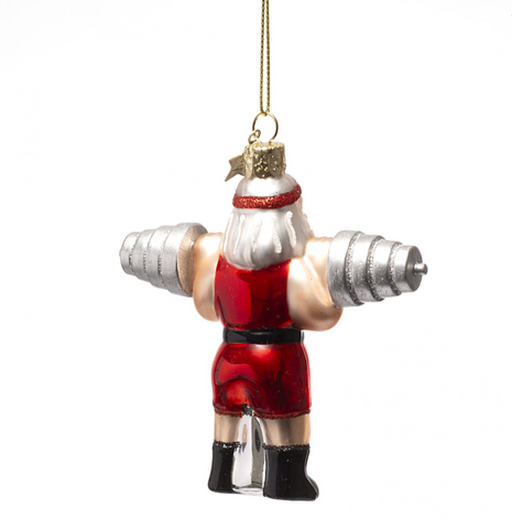 Christmas Tree Ornament Hanging Ornament Glass Lifting Dumbbells Santa - 9cm