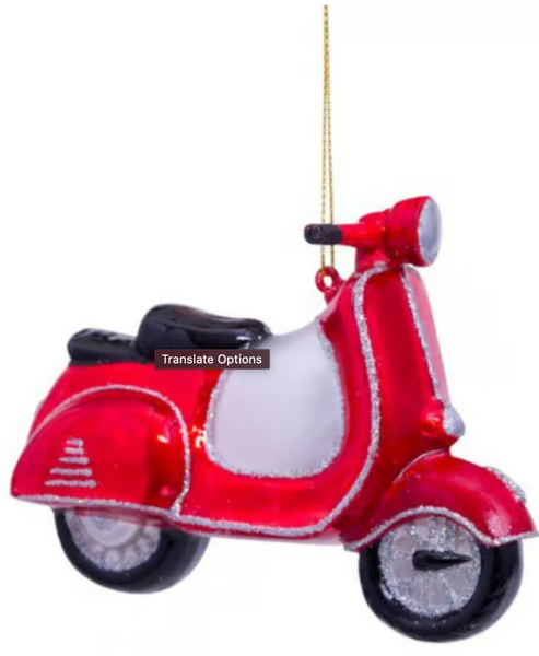Christmas Tree Ornament Hanging Ornament Glass Red Scooter - 10cm