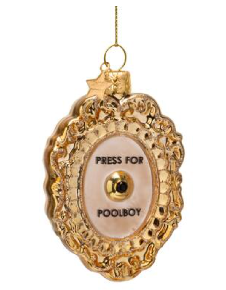 Christmas Tree Ornament Hanging Ornament Glass Shiny Gold Press For Poolboy Button - 9cm