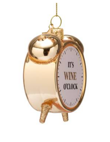 Christmas Tree Ornament Hanging Ornament Glass Shiny Gold Wine O'Clock Alarm - 9cm