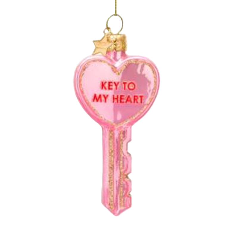 Vondels “Key to My Heart” Glass Ornament – Opal Pink (9 cm)
