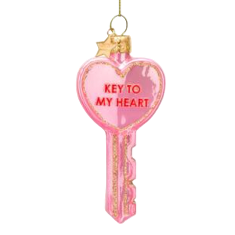 Vondels “Key to My Heart” Glass Ornament – Opal Pink (9 cm)