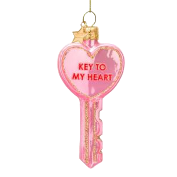 Vondels “Key to My Heart” Glass Ornament – Opal Pink (9 cm)
