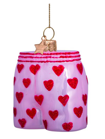 Christmas Tree Ornament Hanging Ornament Glass Soft Pink Opal Boxer Shorts - 7.5cm