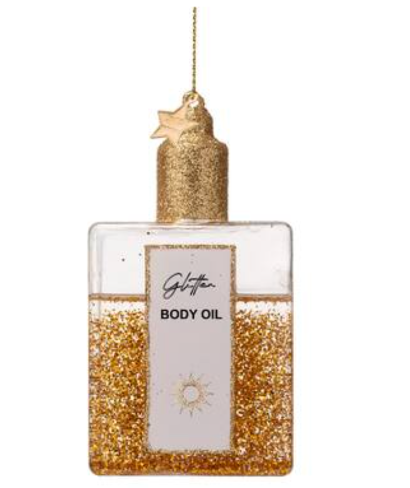 Christmas Tree Ornament Hanging Ornament Glass Body Oil W/Glitters - 10cm