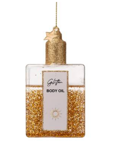 Christmas Tree Ornament Hanging Ornament Glass Body Oil W/Glitters - 10cm