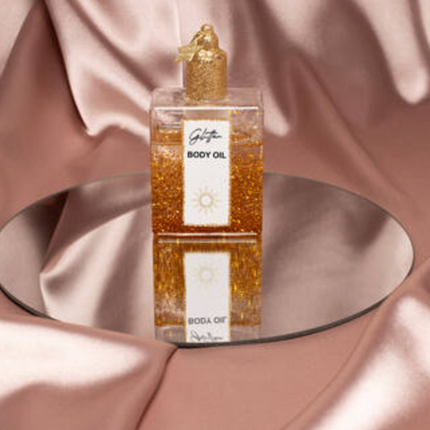 Christmas Tree Ornament Hanging Ornament Glass Body Oil W/Glitters - 10cm