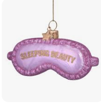 Christmas Tree Ornament Hanging Ornament Glass Soft Pink Sleeping Beauty Mask - 4cm