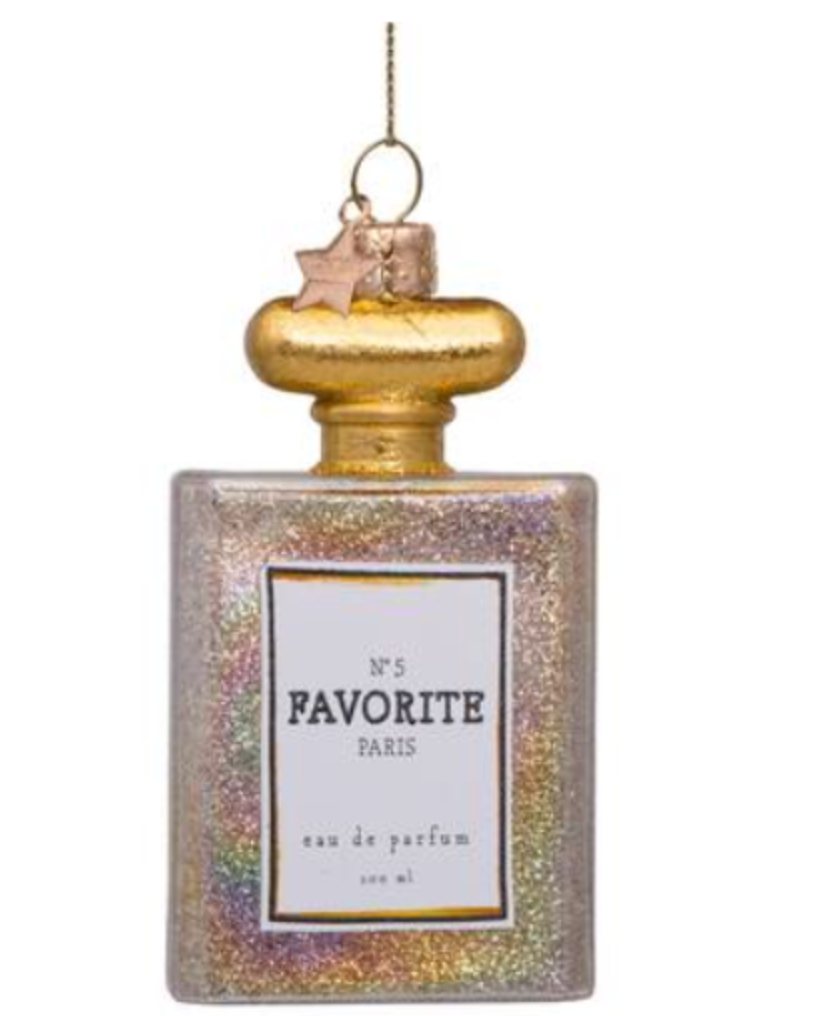 Christmas Tree Ornament Hanging Ornament Glass Transparent Oil Perfume W/Glitters - 10cm