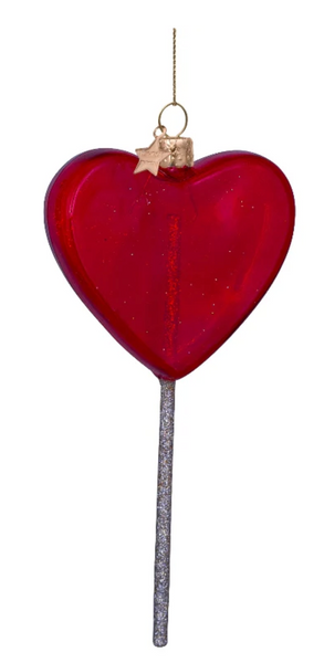 Christmas Tree Ornament Hanging Ornament Glass Red Heart Lollipop - 14cm