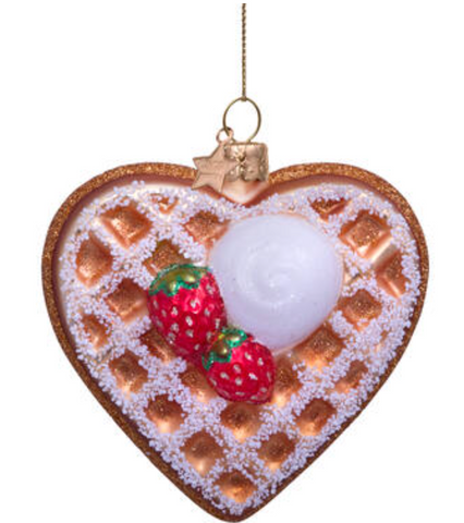 Christmas Tree Ornament Hanging Ornament Glass Heart Waffle W/Ice - 8cm