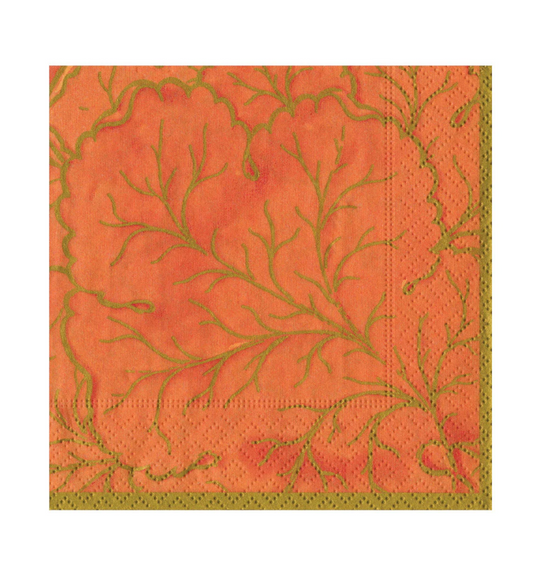 Caspari Gilded Majolica Coral Luncheon Napkins