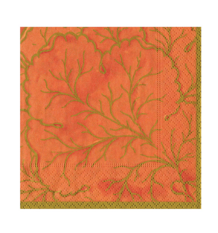 Caspari Gilded Majolica Coral Luncheon Napkins
