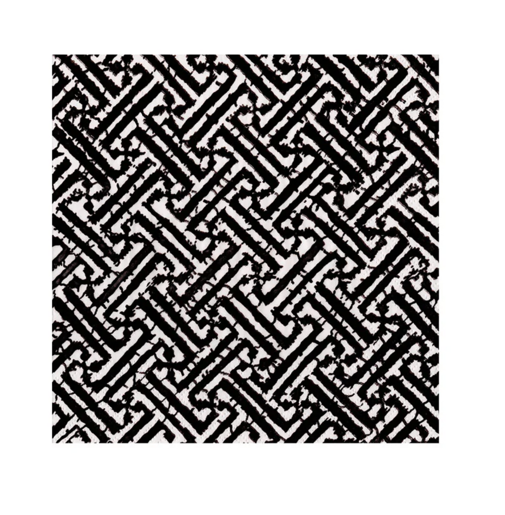 Caspari Fretwork Black Cocktail Napkin