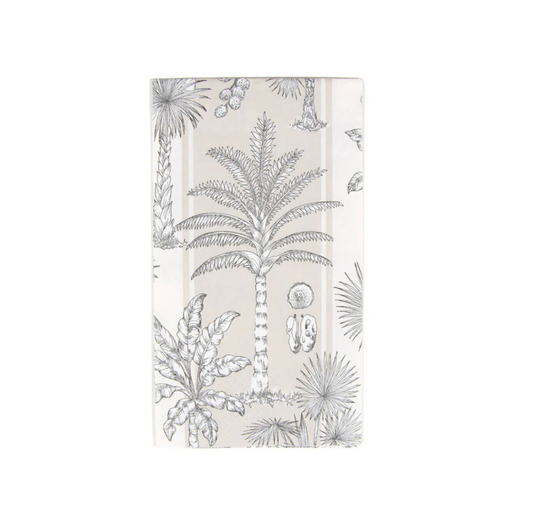 Caspari Southern Palms Flax/White Guest Towel