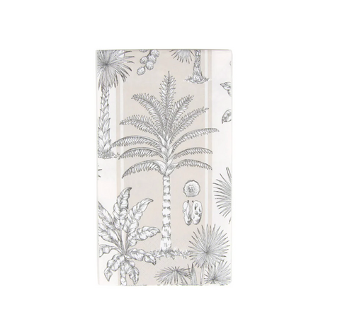 Caspari Southern Palms Flax/White Guest Towel