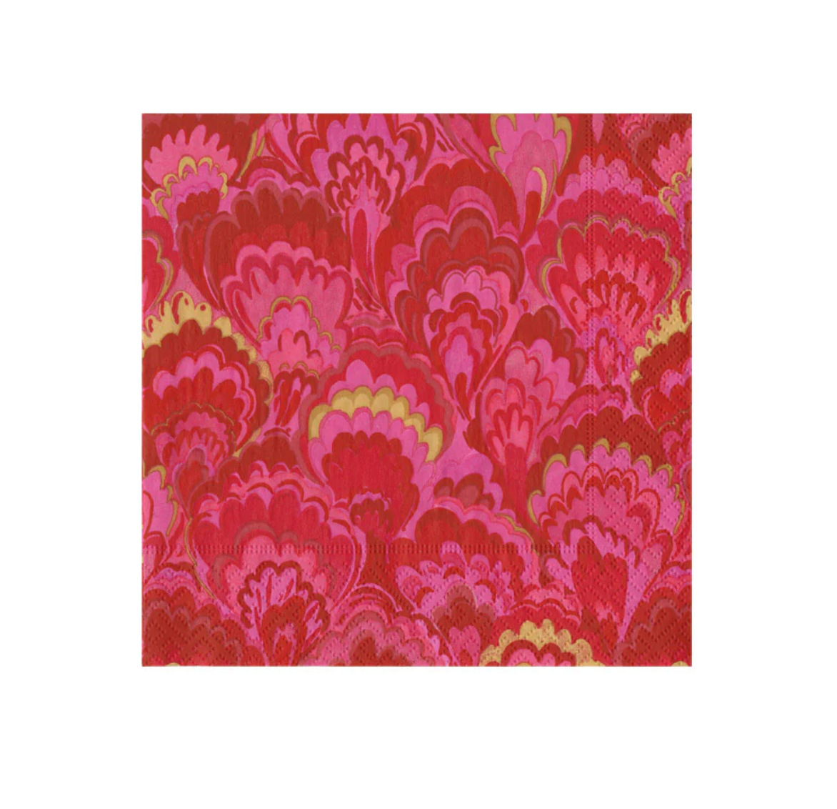 Caspari Marbled Ceramica Red & Fuchsia Cocktail Napkin