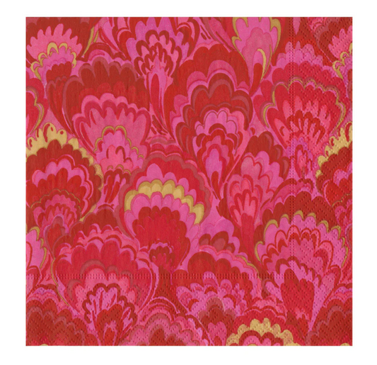 Caspari Marbled Ceramica Red & Fuchsia Luncheon Napkins