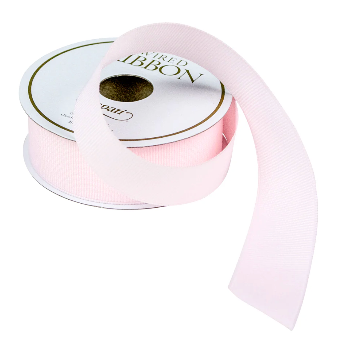 Caspari powder pink narrow grosgrain ribbon, 8 yards