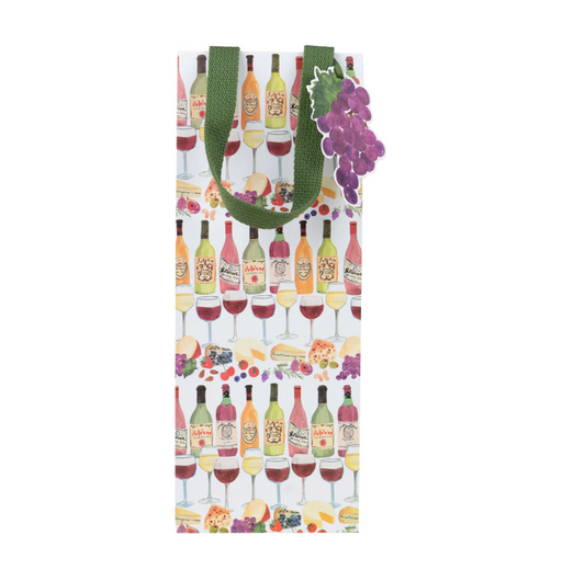Caspari Wine Pairings Bottle Bag