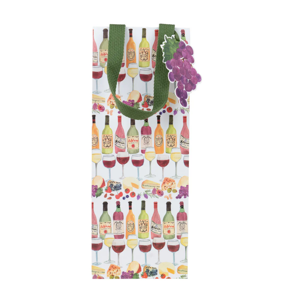 Caspari Wine Pairings Bottle Bag