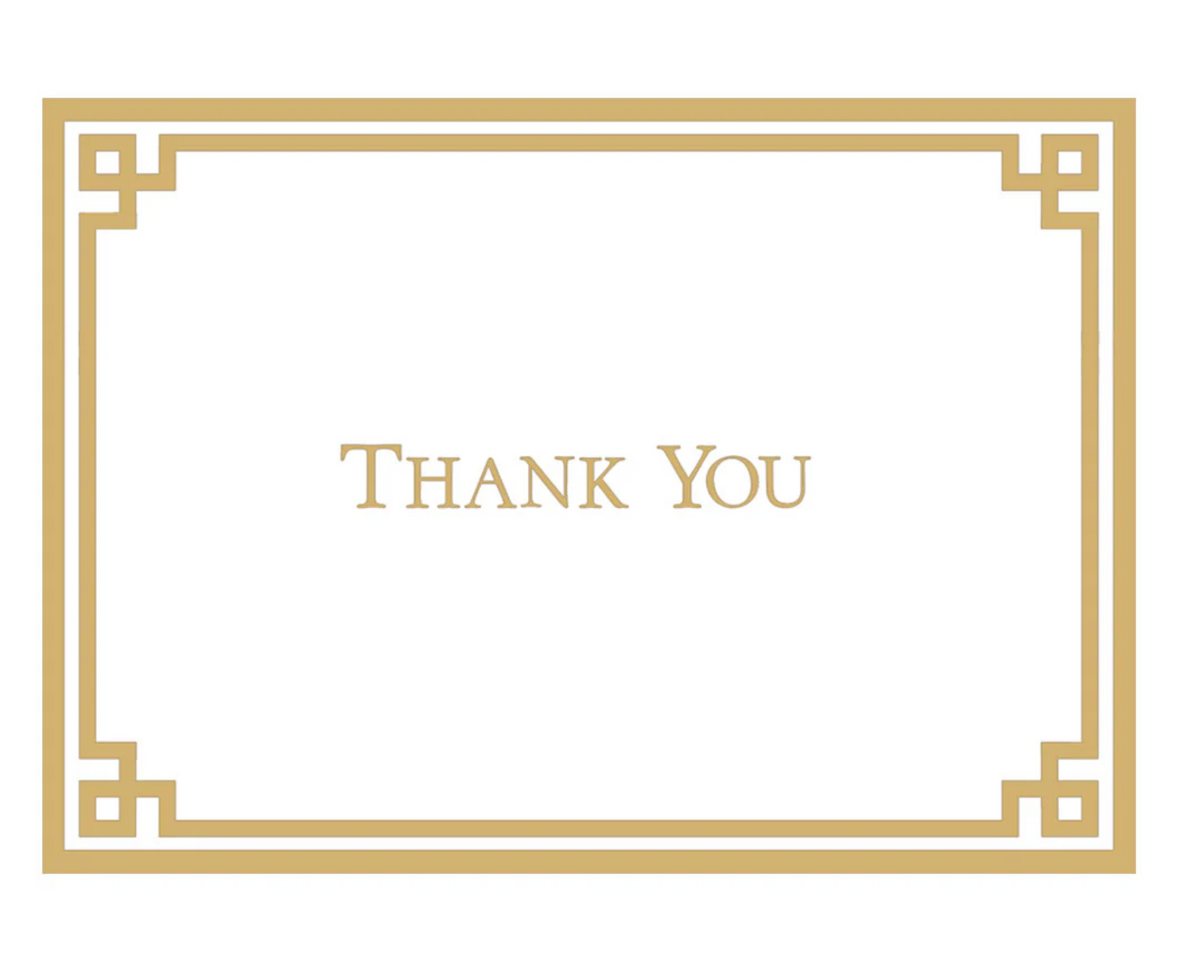 Caspari Rive Gauche gold and white foil thank you notes