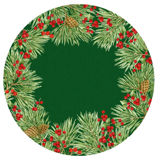 Caspari Evergreen And Berries Paper Placemats