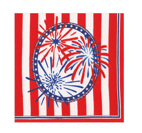 Caspari Stars, Stripes and Sparks Cocktail Napkin