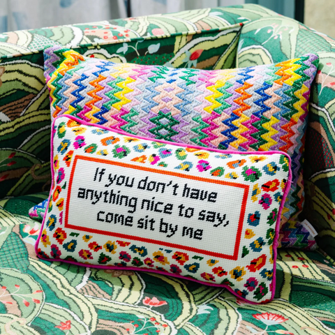 Furbish Come Sit By Me Needlepoint Pillow