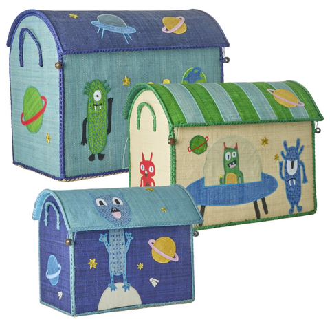 Rice Raffia Toy Baskets - Set of 3