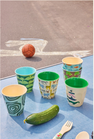 Rice Melamine Cups with Wildlife Print - 160ml - 6 pack